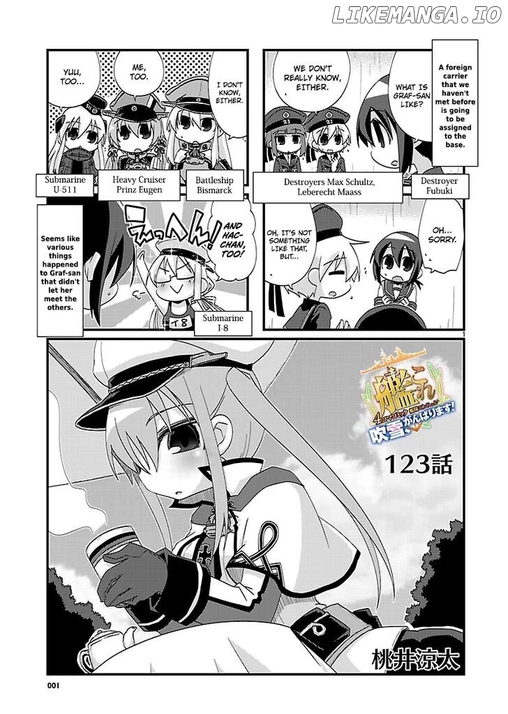 Kantai Collection - Kankore - 4-koma Comic - Fubuki, Ganbarimasu! chapter 123 - page 1