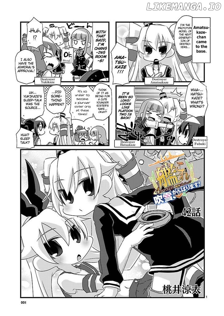 Kantai Collection - Kankore - 4-koma Comic - Fubuki, Ganbarimasu! chapter 42 - page 1