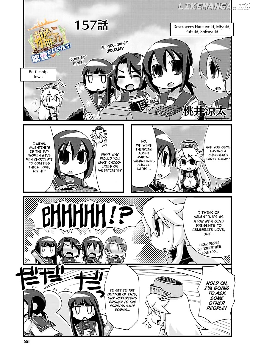 Kantai Collection - Kankore - 4-koma Comic - Fubuki, Ganbarimasu! chapter 157 - page 1