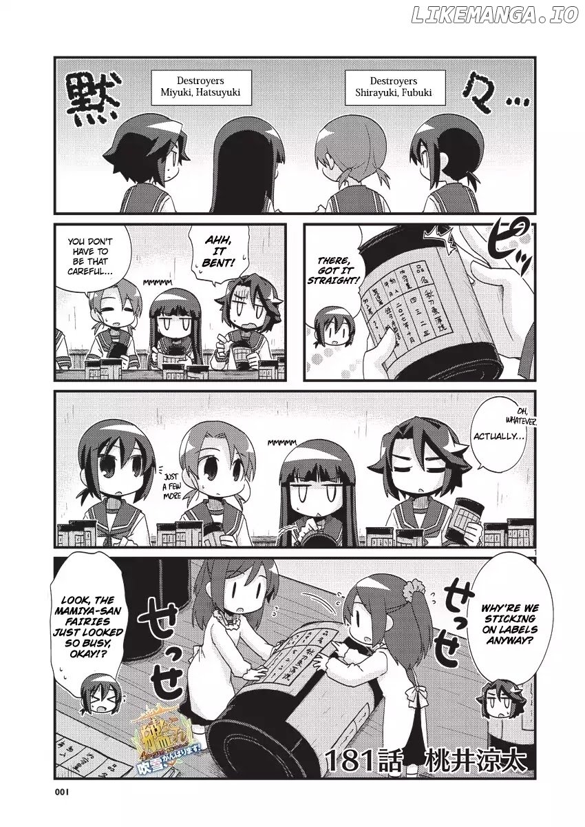 Kantai Collection - Kankore - 4-koma Comic - Fubuki, Ganbarimasu! chapter 181 - page 1