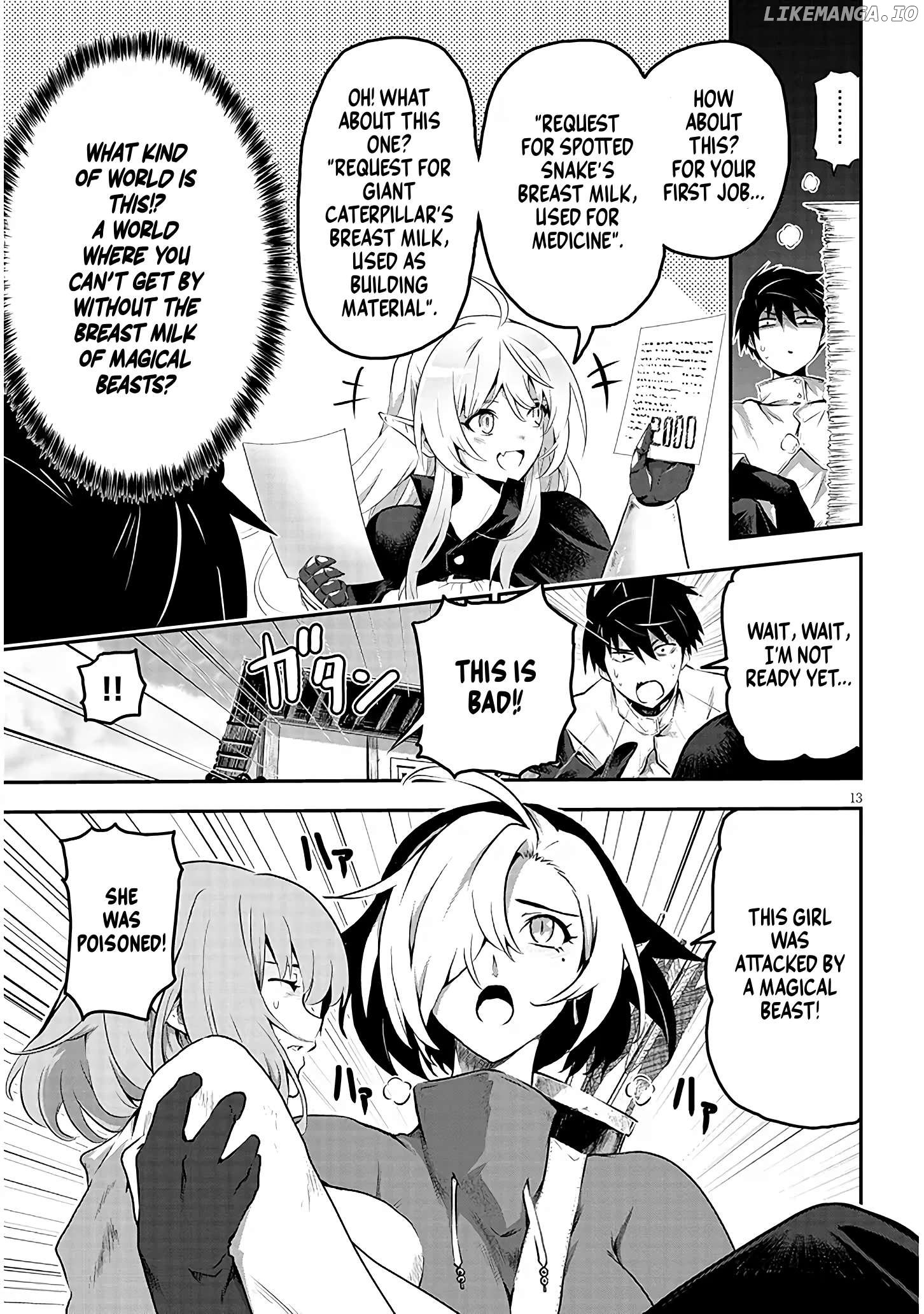 Milk-shibori Hunter no Isekai Sakunyuuki ~Nouka no Saenai Otoko ga Arayuru Shuzoku no Chiku-B o Moteasobi-toriko ni Suru~ Chapter 1.1 - page 13